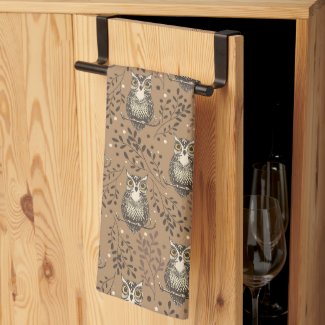 Brown Owl Illustrated Woodland Pattern