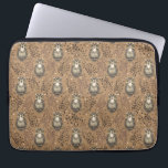 Brown Owl Illustrated Woodland Pattern Laptop Sleeve<br><div class="desc">This enchanting brown owl illustration pattern shows a vintage-inspired owl nestled amidst earth-toned branches and leaves, creating a rustic and antique atmosphere. This decorative owl motif, with its captivating yellow eyes, is thoughtfully arranged in a repeating tile pattern so it can be scaled larger or smaller depending on how you...</div>