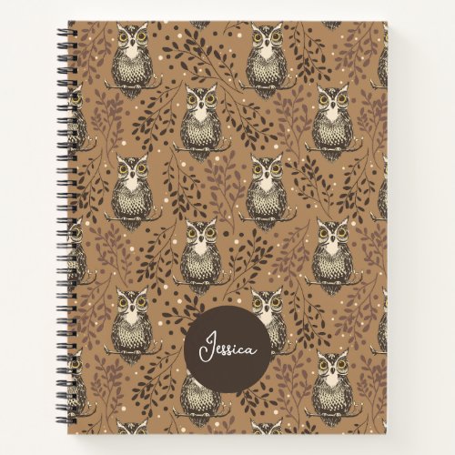 Brown Owl Illustrated Woodland Pattern Notebook