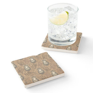 Brown Owl Illustrated Woodland Pattern Stone Coaster