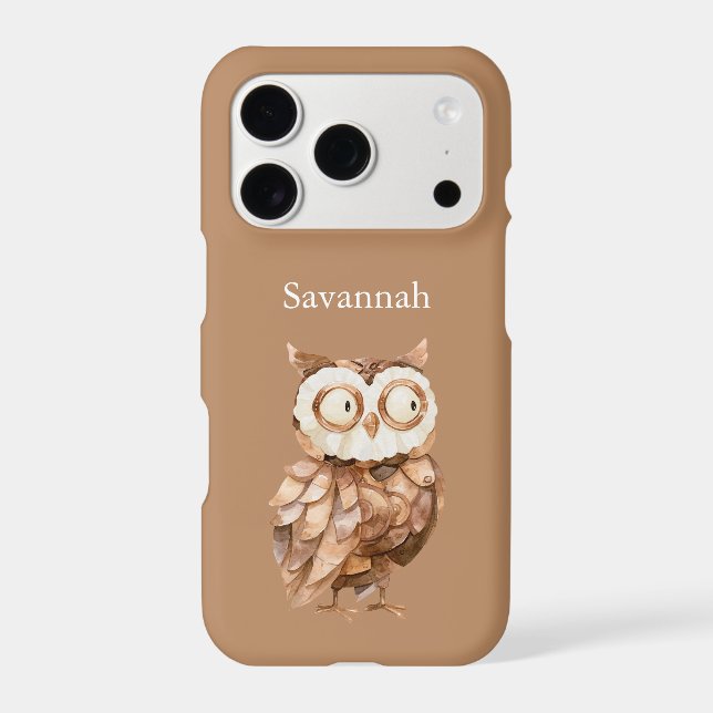 Brown Owl Name iPhone Case (Back)