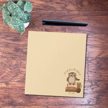 Brown Owl On Books Teacher Notepad by ArianeC at Zazzle