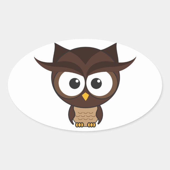Brown Owl Oval Sticker (Front)