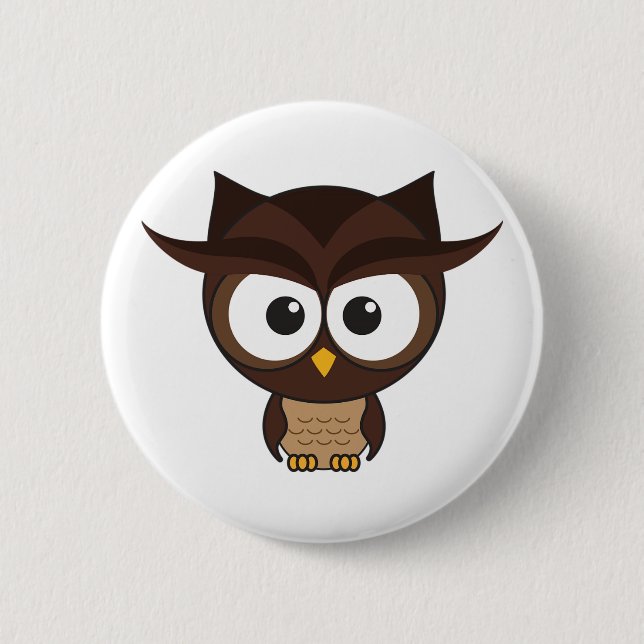 Brown Owl Pinback Button (Front)