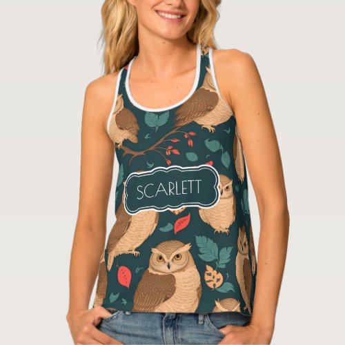 Brown Owl Retro Colorful Personalized Pattern Tank Top