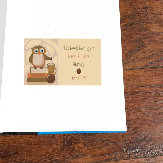 Brown Owl Teacher Classroom Library Sticker (Keep track of your books with this cute classroom library rectangle sticker)