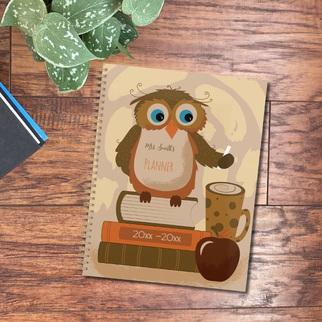 Brown Owl Teacher Planner with School Year (Brown owl teacher planner with name .)