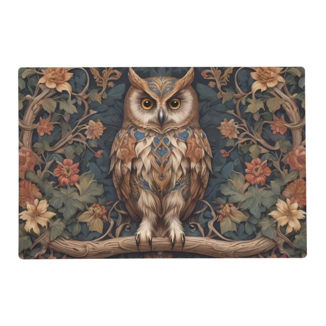 Brown Owl William Morris Inspired Placemat (Front)