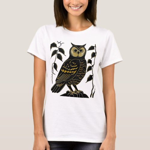 Brown Owl with Leafy Vines T_Shirt