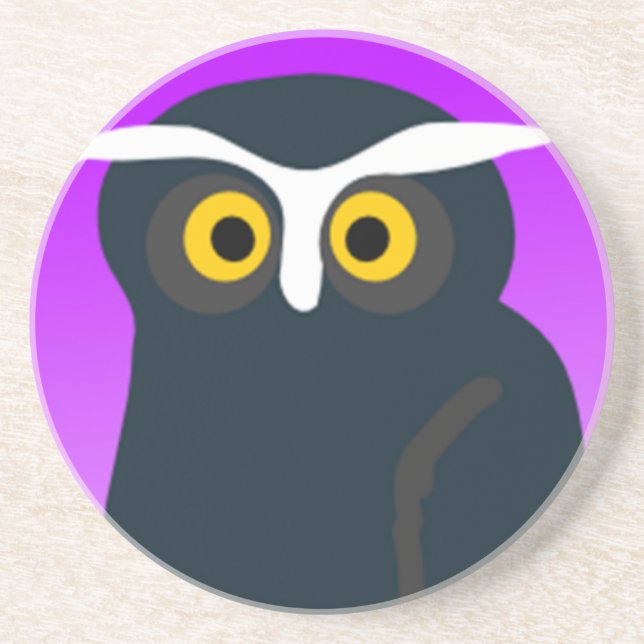 Brown Owl With Purple Background Coaster (Front)
