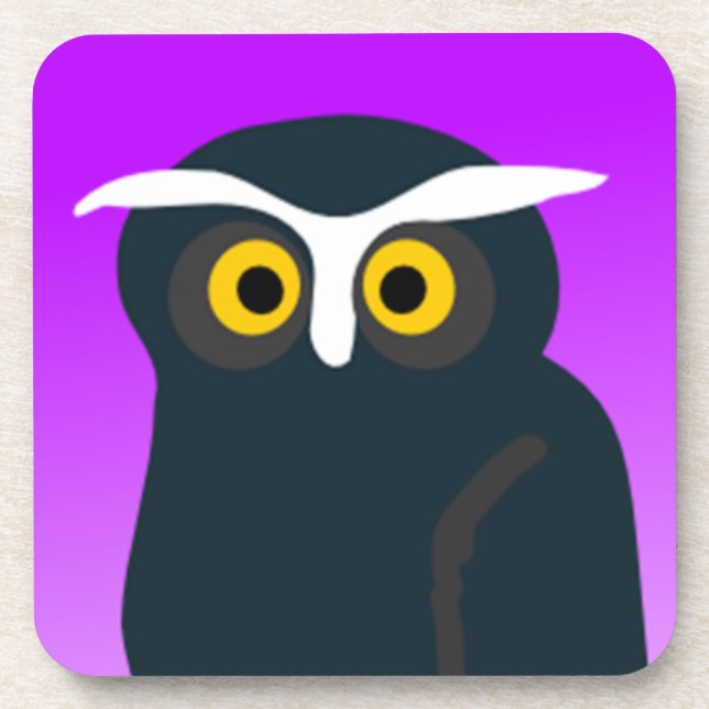 Brown Owl With Purple Background Drink Coaster (Front)