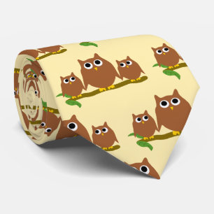 Brown Owls Design Any Colour Background Neck Tie