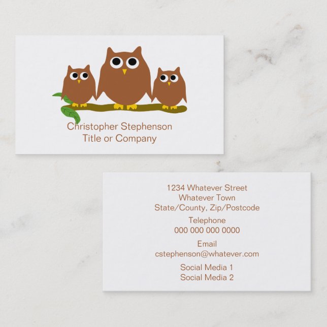 Brown Owls Design Business Card (Front/Back)