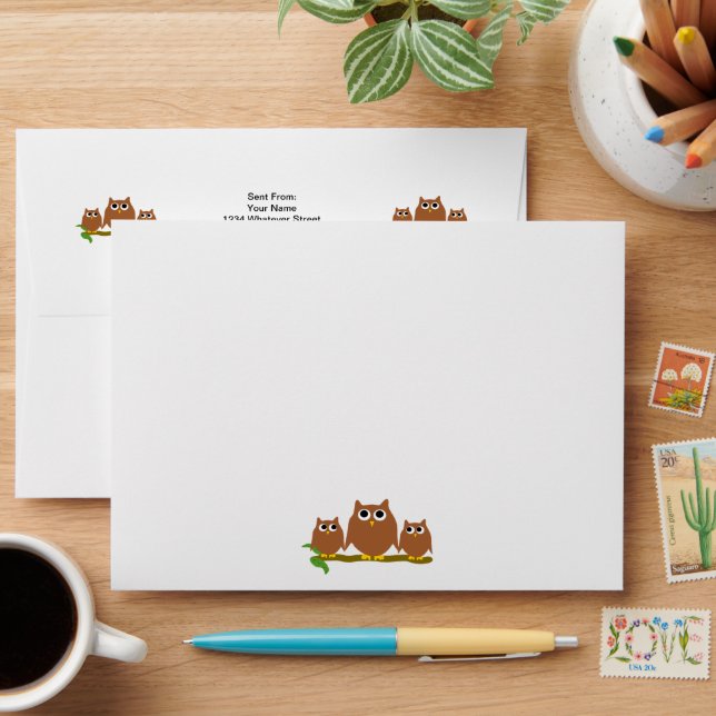 Brown Owls Design Envelope (Desk)