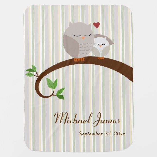 Brown Owls Personalized Baby Blanket (Front)