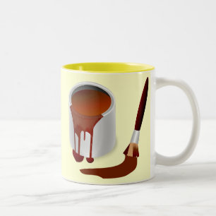 BROWN PAINT TIN AND PAINBRUSH Two-Tone COFFEE MUG