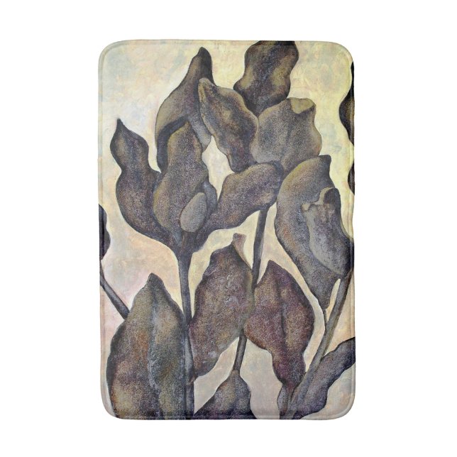 Brown Painted Leaf Bath Mat (Front Vertical)