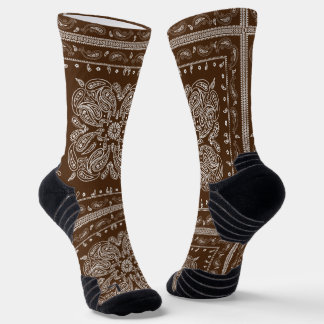 Brown Paisley Bandana Print Socks