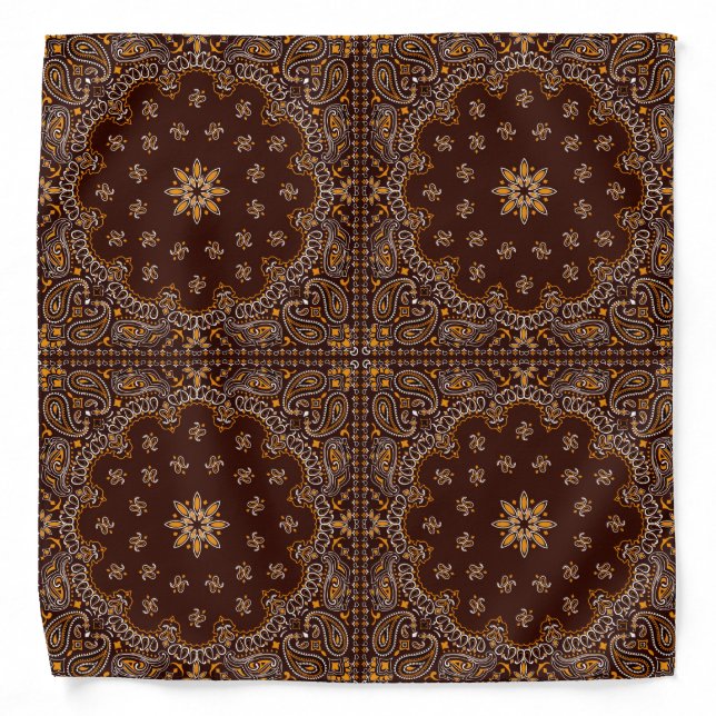 Brown Paisley Pattern Bandana (Front)