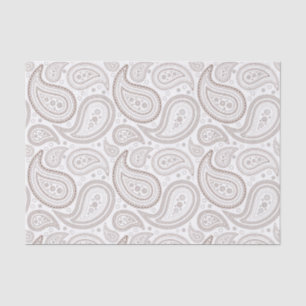 Brown Paisley Pattern on White Tissue Paper
