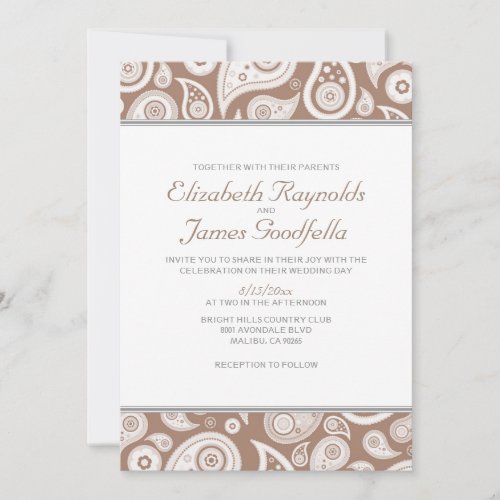 Brown Paisley Wedding Invitations