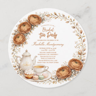 Brown Palette Tea Party Bridal Shower Invitation