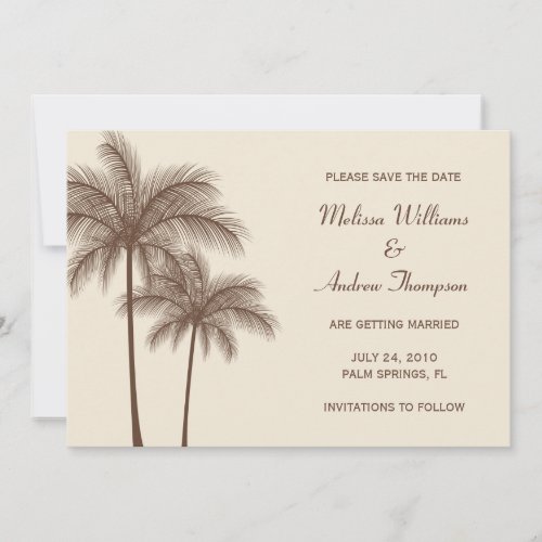 Brown Palm Tree Save the Date Announcement
