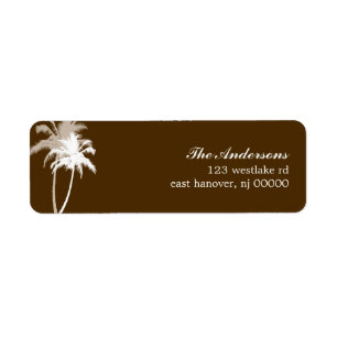Brown Palm Trees Tropical Beach Wedding Label