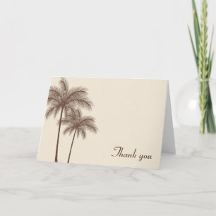 Brown Palm Trees Tropical Letterpress Thank You Card