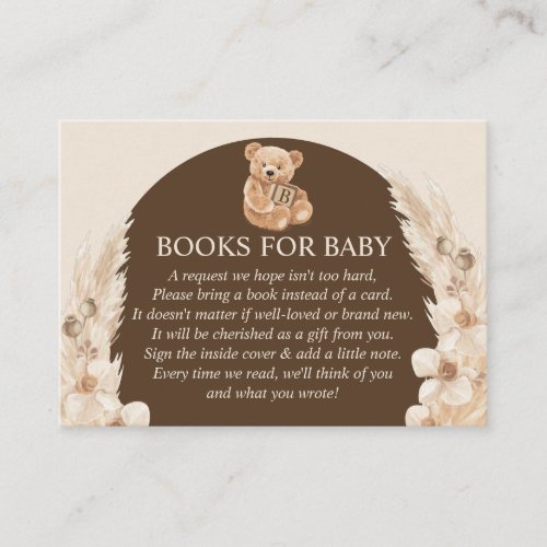 Brown Pampas Grass Teddy Bear Books For Baby Enclosure Card