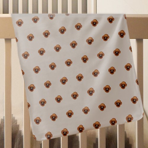 Brown Pansy Flower Seamless Pattern on Baby Blanket