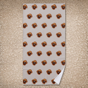 Brown Pansy Flower Seamless Pattern on Beach Towel