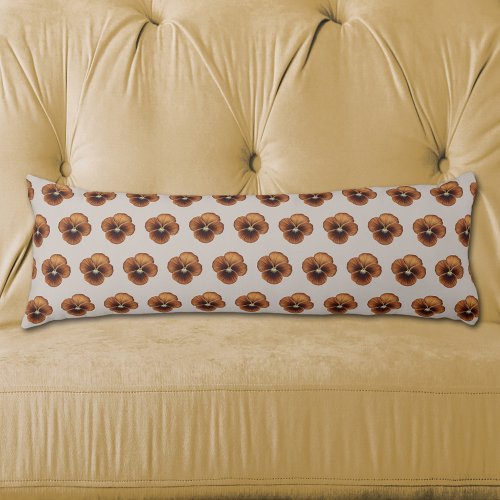 Brown Pansy Flower Seamless Pattern on Body Pillow
