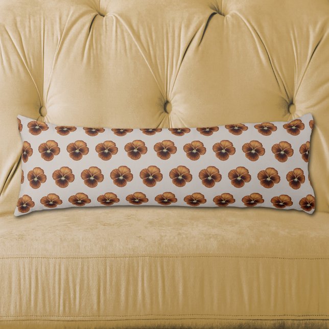 Brown Pansy Flower Seamless Pattern on Body Pillow (Brown Pansy flower seamless pattern on body pillow)