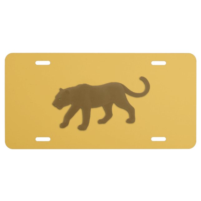 Brown Panther on Gold License Plate (Front)