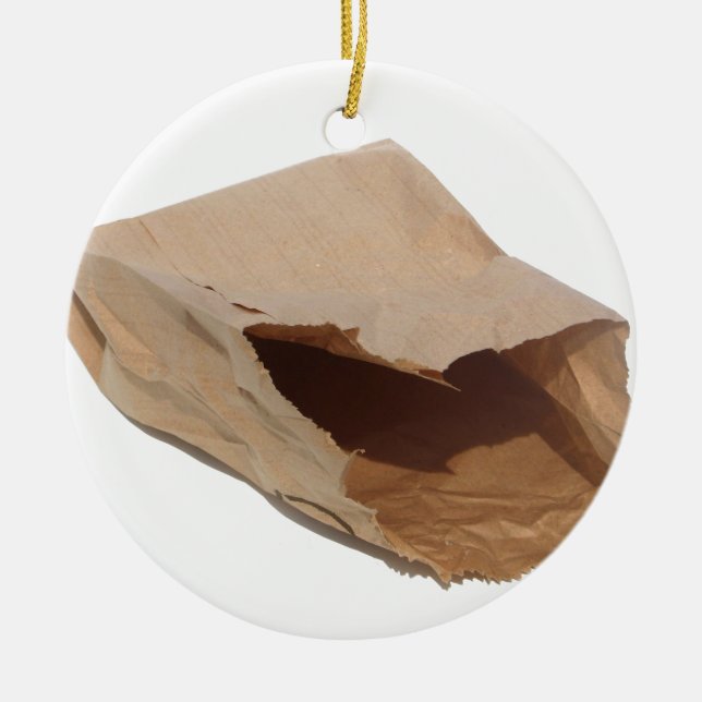 Brown Paper Bag Ceramic Ornament (Front)