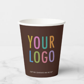 Brown Paper Cups Custom Company Logo Branded 8 oz