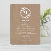 Brown Paper Inspired White Wreath Monogram Wedding Invitation 