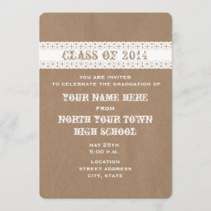 Brown Paper & Lace Inspired Graduation Invitation