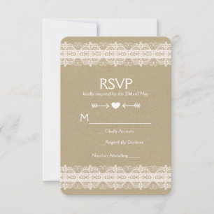 Brown Paper & Lace Natural Rustic Wedding RSVP Card