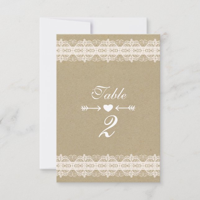 Brown Paper & White Lace Natural Rustic Wedding Invitation (Front)