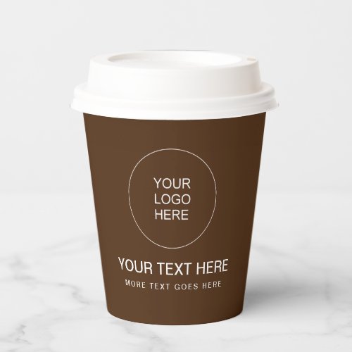 Brown Papercup With Lid Business Logo Here Paper Cups