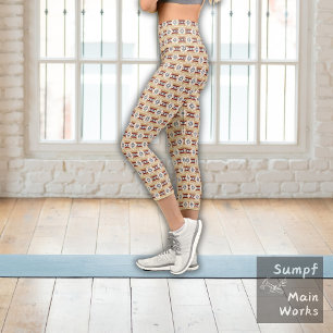 Brown Pattern Mexico Inspired Capri Leggings