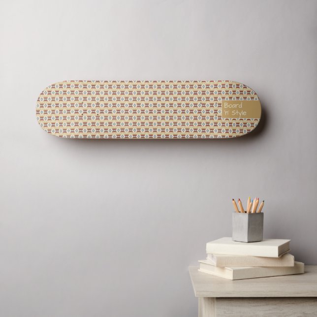 Brown Pattern Mexico Inspired, Small Text Skateboard (Wall Art (Horz))