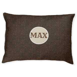 Brown Pattern Monogram Custom Personalized Pet Bed