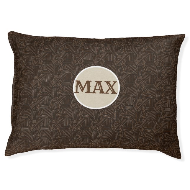 Brown Pattern Monogram Custom Personalized Pet Bed (Front)