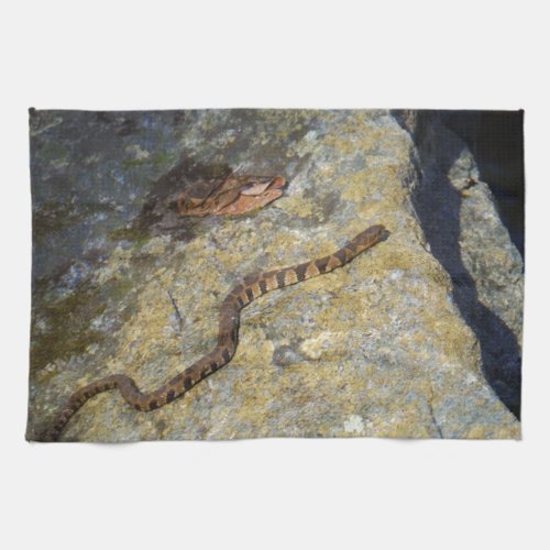 Brown pattern snake on Rock Kitchen Towel