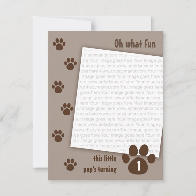 Brown Paw Birthday Invitation (Front)