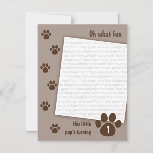 Brown Paw Birthday Invitations