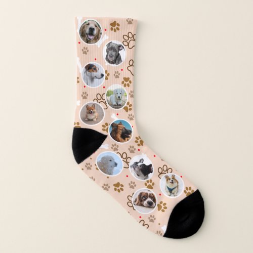 Brown Paw  Bone Pattern Custom Pet Photo Socks